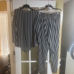 Black and White Striped Women's Jumpsuit